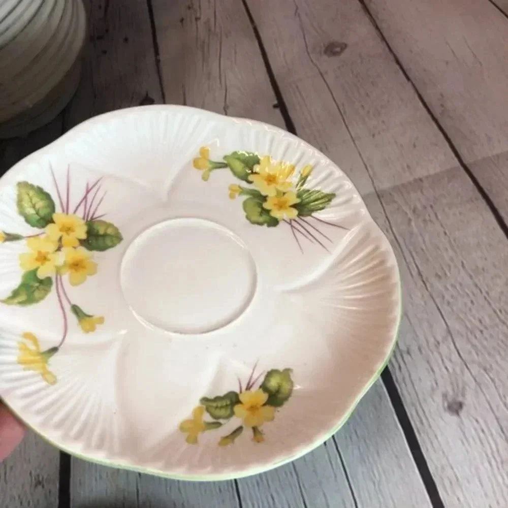 Vintage Shelley Primrose fine china saucer cottagecore